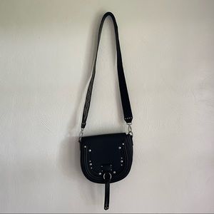 Black Studded Faux Leather Crossbody Purse